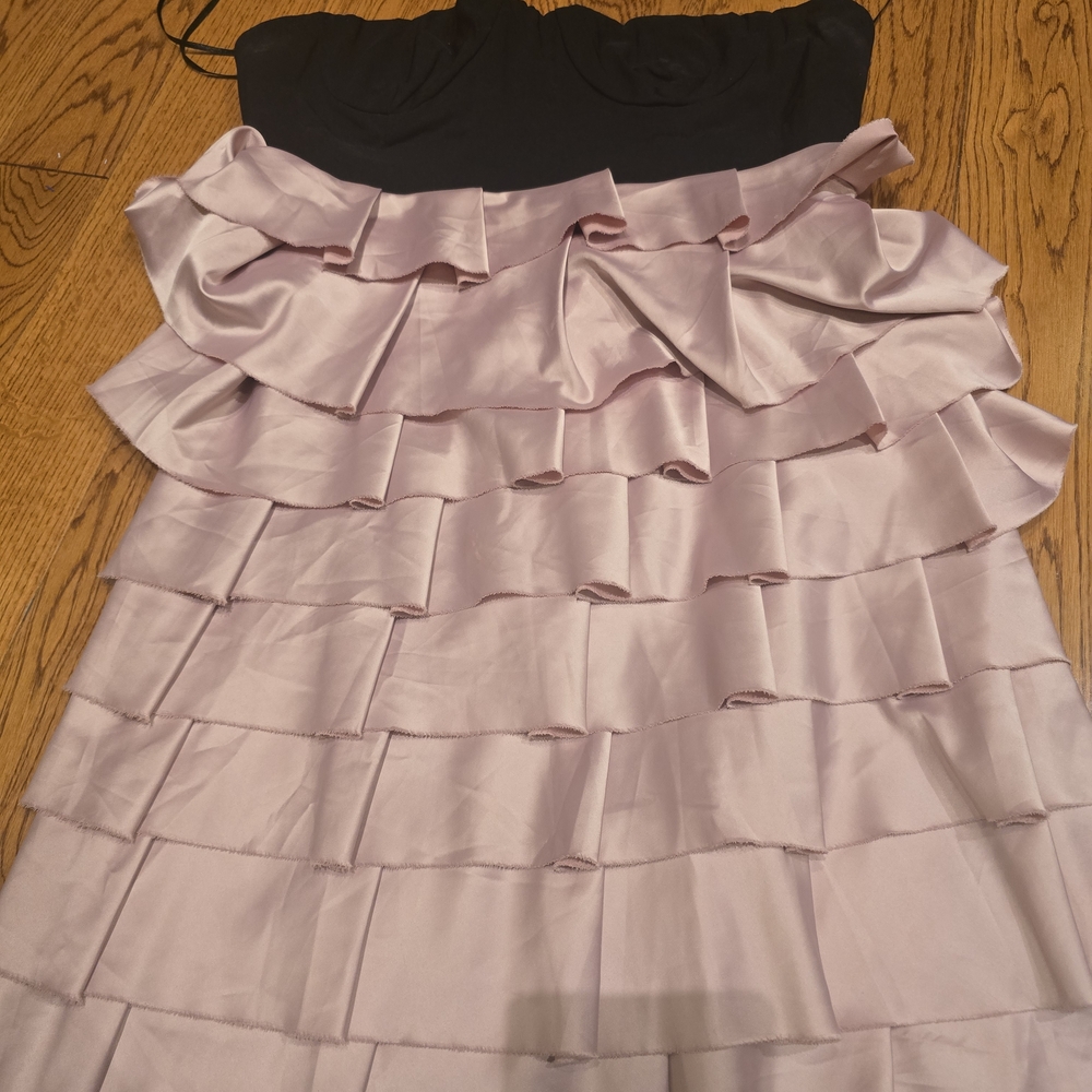 Elegant Black and Pink Ruffle Dress